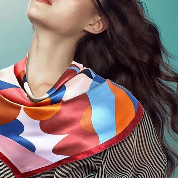 Bright Floral Silky Scarf  main image 5